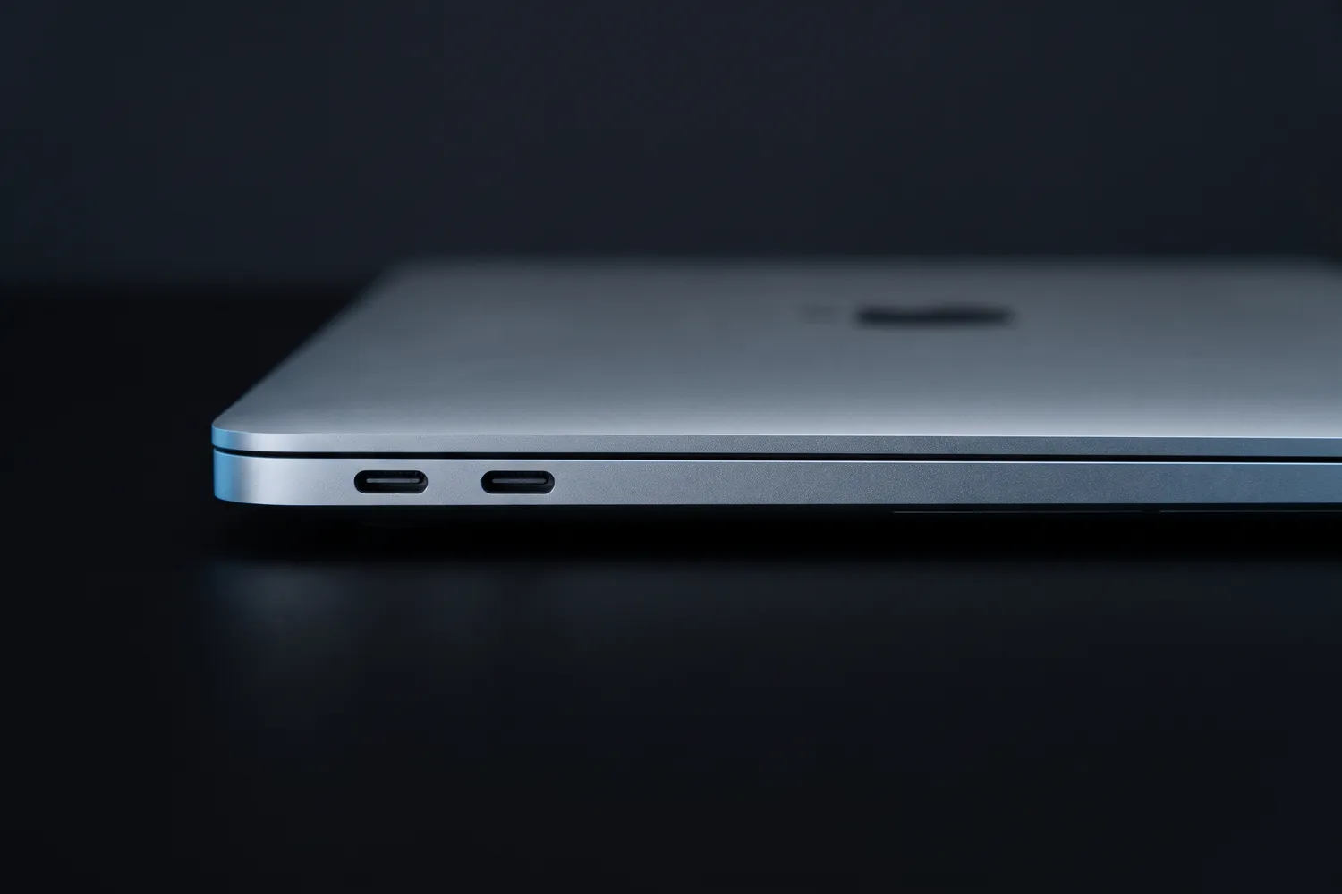 Close-up of the Apple MacBook Air's edge with its USB-C ports