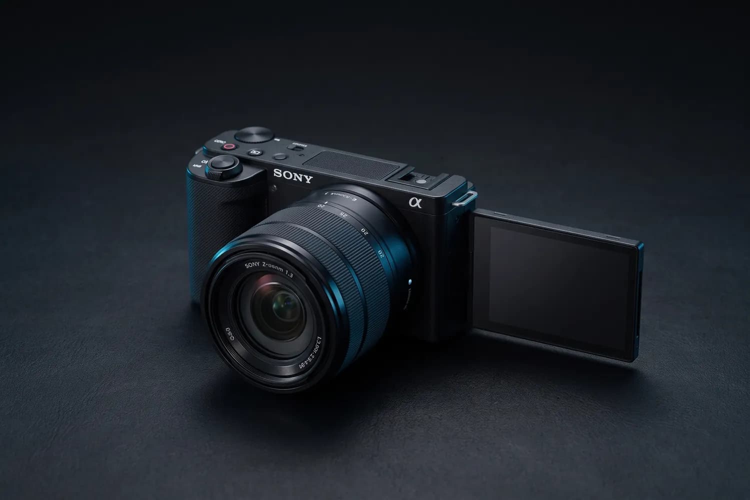 Sony ZV-E10 II with its kit lens and flip screen out